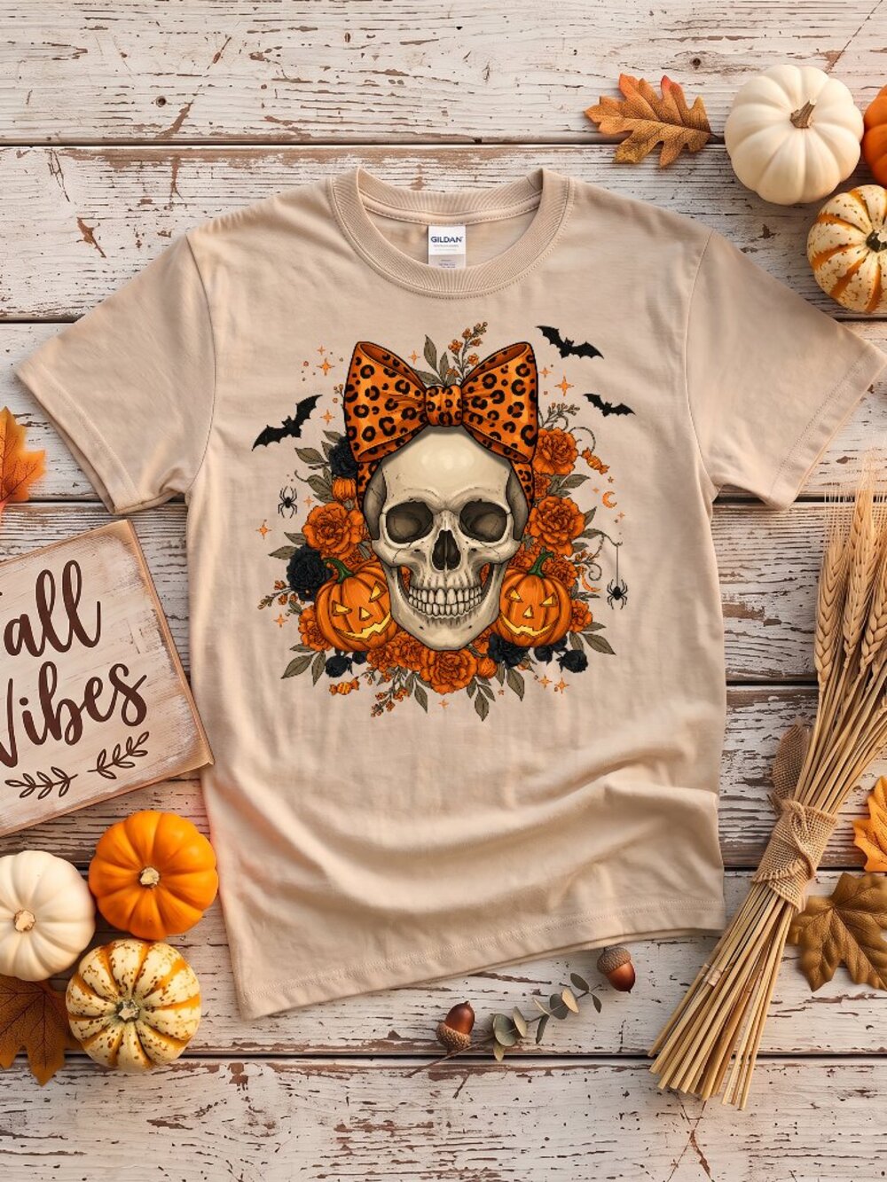 Gildan SoftStyle Halloween Graphic Tee - Sand color - Brand New